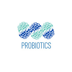 Probiotics logo. Bacteria logo. Concept of healthy nutrition ingredient for therapeutic purposes. Simple flat style trend modern logotype graphic design isolated