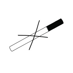 Strikethrough cigarette icon. Vector hand drawn illustration design.