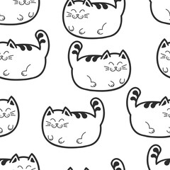 Cats. Fat cats or kittens. Seamless background.