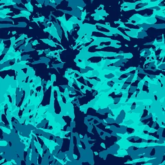Fotobehang Turquoise Tie dye shibori naadloze patroon. Abstracte textuur.