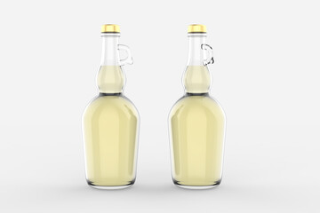 750ml Clear Glass Olive Oil Bottle Mockup isolated white background. 3d illustration