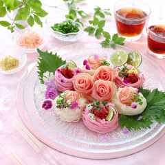 カラーそうめん　梅そうめん　アレンジそうめん