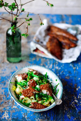 Smoked macereland and potato salad.