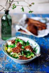 Smoked macereland and potato salad.