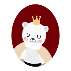 polar bear in crown in a oval frame