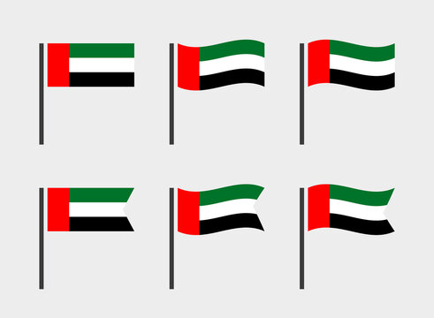 United Arab Emirates flag symbols set, national flag icons of UAE