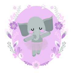 happy elephant in a oval frame