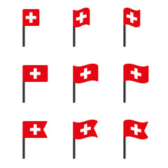 Switzerland flag icons set, national flag of Switzerland symbols