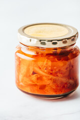 Jar of Korean Kimchi, fermented cabbage