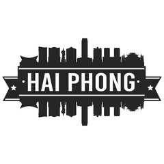 Fototapeta premium Hai Phong Vietnam. Skyline Silhouette City. Cityscape Design Vector. Famous Monuments Tourism.