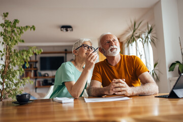 Mature wife and her husband brainstorming for new ideas.