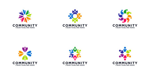 people community abstract logo design template