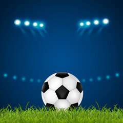 Fototapeta premium Football Banner and ball on a blue background. Vector