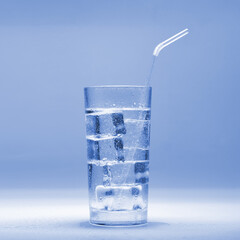 Clear water with ice in a glass