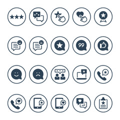 Glyph icons for feedback review.