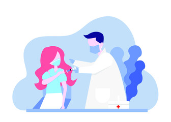 Doctor injecting a patient, vaccination - Graphic Illustration