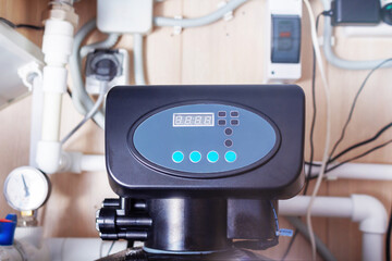 Home water filter softener system. Water purification. 
