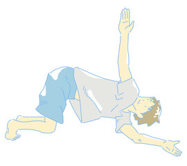 ヨガのイラスト　猫のねじりのポーズ