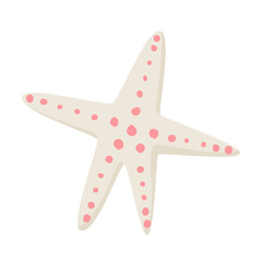 Starfish for summer design elements isolated on white background. Sea icon in cartoon style. Vector illustration. Sea shells doodle collection. Different seashells, starfish.