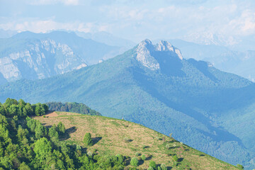 Nature and spring in the mountains of Lake Como, near the town of Albavilla, Italy - May 2021.