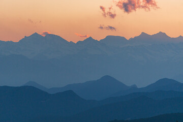 Obraz premium Sunset over the alps during spring near the city of Como, Italy - May 2021.