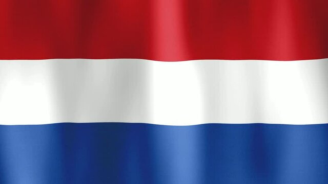 flag of Holland, Netherlands in motion fluttering in light breeze. Wind waves sway flag of Holland. Animated background for announcing events. Video