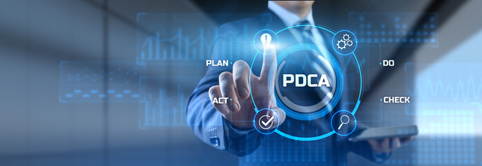 PDCA Plan Do Act Check Business technology concept.