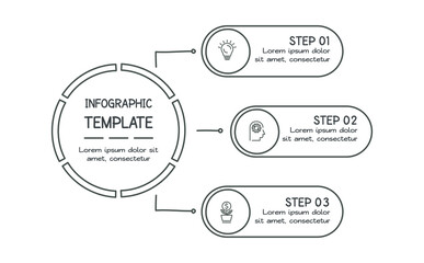 Doodle infographic elements with 3 options. Vector business template for presentation