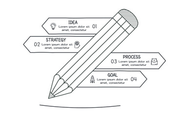 Doodle infographic elements with 4 options. Vector business template for presentation