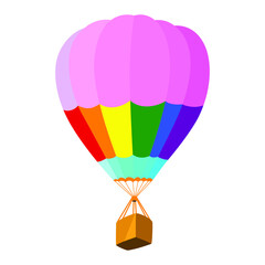 Naklejka premium Hot air balloon in the colors of the LGBT flag on a white background, vector illustration