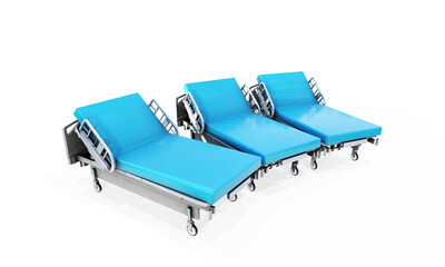 Concept hospital bed with electronic control from the console with dropper and table 3d render on...