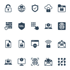 Glyph icons for internet security.