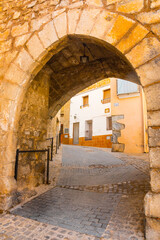 Jérica, Alto Palancia, Castellon province, Valencian Community, Spain. Ancient architecture. Beautiful medieval gate.