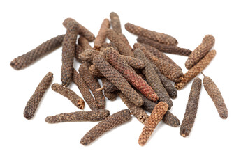 Dried long pepper, piper longum isolated on white background