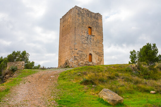 J&eacute;rica, Alto Palancia, Castellon province, Valencian Community, Spain. Medieval tower. Remains of a castle on top of a hill. Declared a Site of Cultural Interest