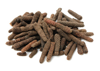Dried long pepper, piper longum isolated on white background