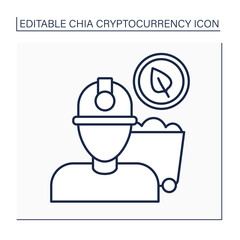 Work proof line icon. Deter frivolous or malicious uses of computing power. Algorithm sets difficulty and rules for work miners do. Digital money concept.Isolated vector illustration. Editable stroke