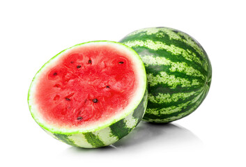 Ripe juicy watermelon isolated on white background.