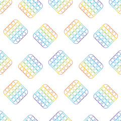 Colorful pop it, antistress sensory toy, outlined resin bubble fidget icons vector seamless pattern background.
 - obrazy, fototapety, plakaty