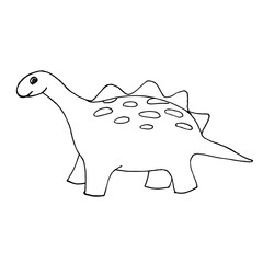 Doodle dinosaur on a white background.Vector dinosaur can be used for children's illustrations,textiles, coloring books.