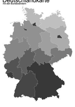 Deutschlandkarte mit Bundesländer in Grau