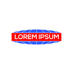 Obraz premium dummy logo with world shape. world theme logo with Lorem Ipsum dummy text.