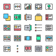 Filled outline icons for layout.