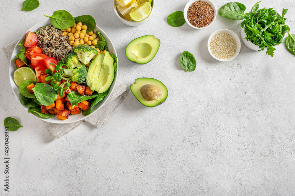 Wall mural healthy and nutritious vegetarian lunch