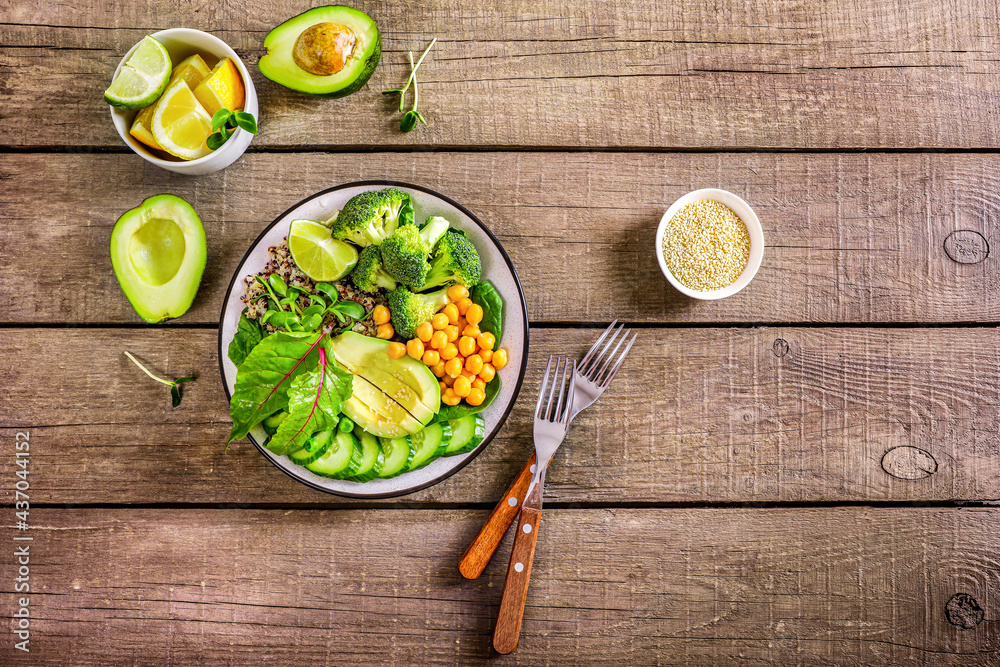 Wall mural healthy and nutritious vegetarian lunch