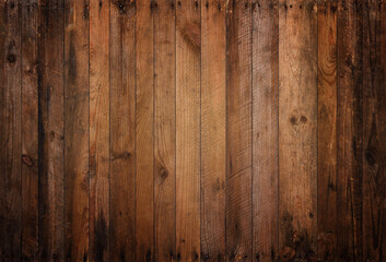 Old wood background texture. Vintage weathered rough planks with rusty nails, evenly sharp and...