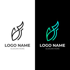 fish logo design with flat black and green color style