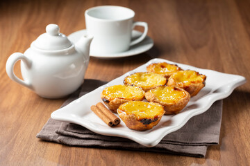(Pastel de nata or Pastel de belém). Traditional Portuguese dessert.