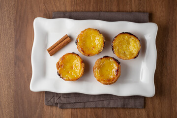 (Pastel de nata or Pastel de belém). Traditional Portuguese dessert.