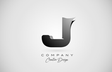 alphabet letter J icon logo in black gradient. Creative design for business and company